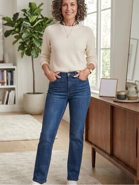 NYDJ Marilyn Straight Leg Jeans Size 6 Blue Stretch Lift Tuck Denim